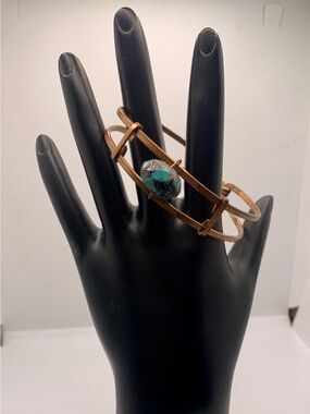 Turquoise Stone Copper Bracelet Handmade
